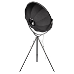 Торшер в виде прожектора с круглым тканевым абажуром на треноге черного цвета Radiance Éclat варинант исполнения - 4 | Loft Concept в Грозном
