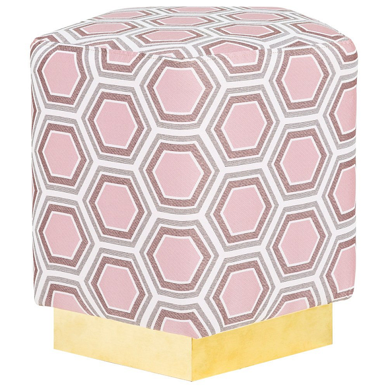 Пуф Hexagon Pink Geometry Латунь Розовый пастельный Белый в Грозном | Loft Concept 
