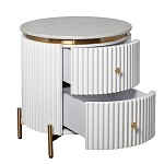 Тумбочка белая круглая с мраморной столешницей Thoroughbass варинант исполнения - 5 | Loft Concept в Грозном