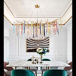 Люстра на подвесе с каркасом из металла и цветными подвесками из стекла Droplet Chandelier варинант исполнения - 4 | Loft Concept в Грозном