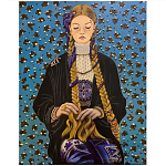 Панно ручная вышивка бисером Портрет девушки в голубых тонах варинант исполнения - 1 | Loft Concept в Грозном