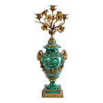 Подсвечник из фарфора с бронзовыми цветочными элементами Malachite Candlestick варинант исполнения - 1 | Loft Concept в Грозном