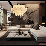 Люстра четырехъярусная с подвесками в форме дисков Cryptocrystalline Stone варинант исполнения - 5 | Loft Concept в Грозном