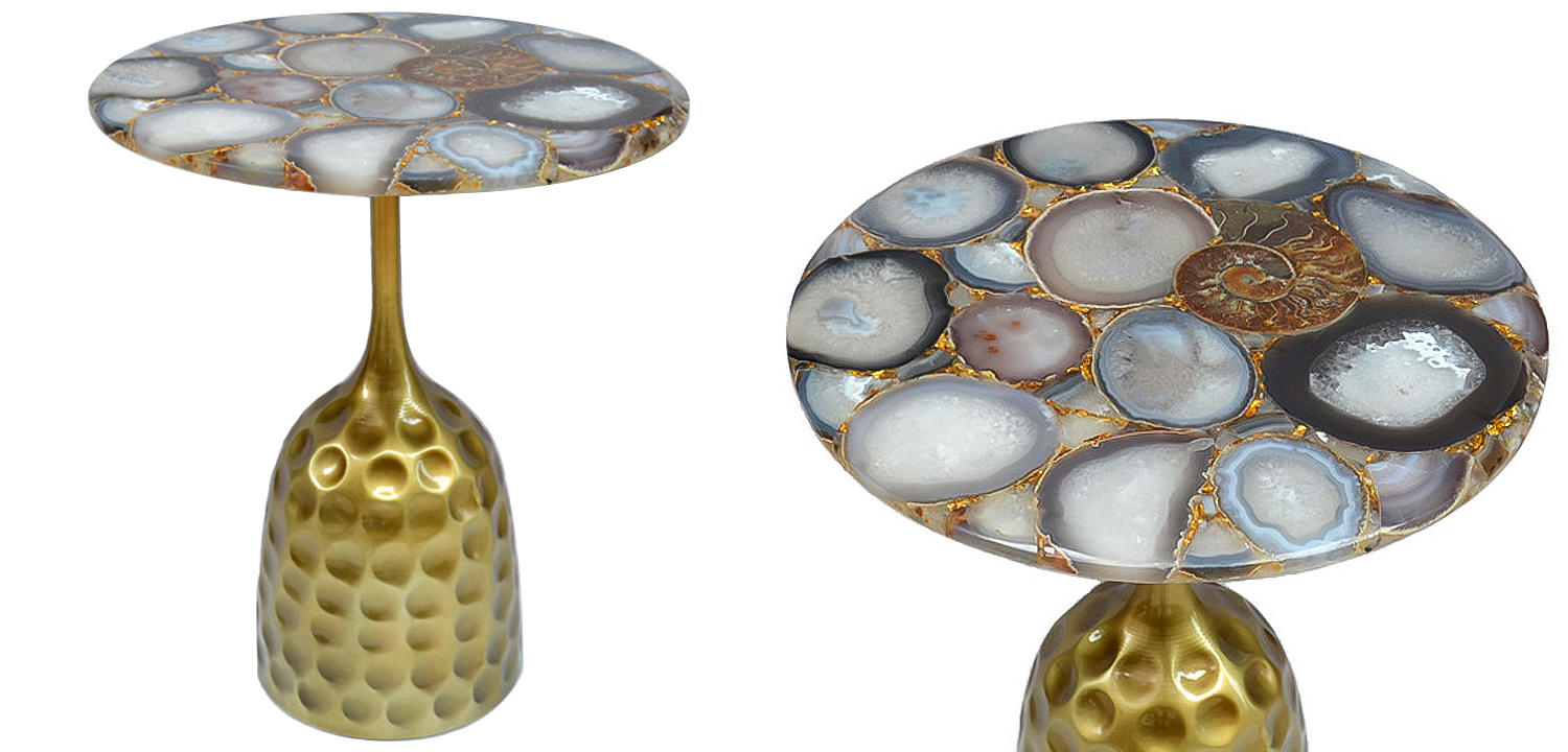 Приставной стол Cluster Surface Beige Agate Side Table Приставной стол Cluster Surface Beige Agate Side Table - Loft-Concept в Грозном