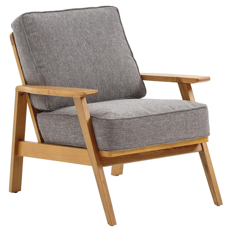 Кресло с каркасом из массива дуба Deniaud Oak Grey Armchair Светлый дуб Серый Кресло с каркасом из массива дуба Deniaud Oak Grey Armchair Светлый дуб Серый в Грозном | Loft Concept