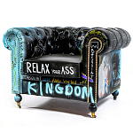 Кресло "Баския и Уорхол" Basquiat Warhol graffiti chair натуральная кожа варинант исполнения - 10 | Loft Concept в Грозном