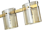 Подвесной светильник светодиодный с 5-ю цилиндрическими плафонами коньячного цвета из стекла и стали Andrea Сhandelier Сognac варинант исполнения - 1 | Loft Concept в Грозном