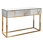 Консоль с ящиками зеркальная с золотым декором Gold Painted Mirror Console варинант исполнения - 1 | Loft Concept в Грозном