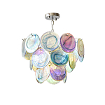 Люстра с каскадом из круглых разноцветных стеклянных дисков Mother of Pearl Iridescence варинант исполнения - 3 | Loft Concept в Грозном