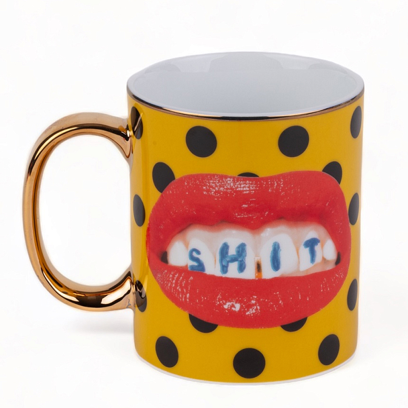 Кружка Seletti Shit Красный Золотой Черный Желтый Кружка Seletti Shit Красный Золотой Черный Желтый в Грозном | Loft Concept