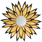 Зеркало-солнце в раме золотого и черного цвета Rays of Peace варинант исполнения - 1 | Loft Concept в Грозном