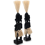 Комплект из 2-х деревянных статуэток Asmat Straw Headdress Statuettes Black варинант исполнения - 2 | Loft Concept в Грозном