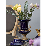 Ваза темно-синего цвета из фарфора с бронзовыми ручками в виде змей Высота 39 см Eden Garden porcelain and bronze варинант исполнения - 1 | Loft Concept в Грозном