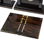 Настольный письменный набор с часами из природного камня обсидиана  Gift for Manager варинант исполнения - 3 | Loft Concept в Грозном