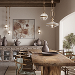 Подвесной светильник с плоским прозрачным плафоном и декоративной вставкой из текстурного камня Tectona  варинант исполнения - 5 | Loft Concept в Грозном