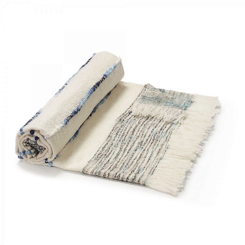 Плед Plaid Boho Lightness Белый Синий Плед Plaid Boho Lightness Белый Синий в Грозном | Loft Concept