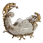 Чаша для фруктов из фарфора бронзовыми фигурками леопардов Eden Garden варинант исполнения - 2 | Loft Concept в Грозном