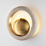 Бра с бежевым текстурным кольцом и латунным шаром в центре Tactile  варинант исполнения - 3 | Loft Concept в Грозном