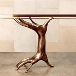 Обеденный стол с фигурным декором бронзового цвета Dichotomy racetrack варинант исполнения - 2 | Loft Concept в Грозном