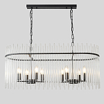 Люстра подвесная овальная со стеклянными прозрачными трубками и металлическим каркасом черного цвета Nembus варинант исполнения - 1 | Loft Concept в Грозном