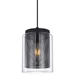 Подвесной светильник с сетчатым металлическим плафоном цилиндрической формы черный Metal Mesh варинант исполнения - 1 | Loft Concept в Грозном