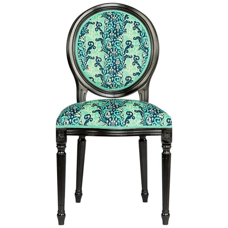 Стул из натурального бука Ikat Pattern бирюзовый Черный Бирюзовый Стул из натурального бука Ikat Pattern бирюзовый Черный Бирюзовый в Грозном | Loft Concept