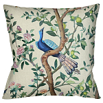 Подушка декоративная с изображением птицы в саду Beige Chinoiserie Blue Bird in the Garden Cushion варинант исполнения - 1 | Loft Concept в Грозном