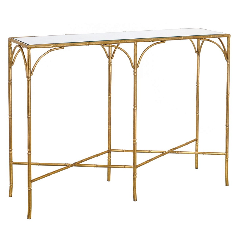 Консоль Metal Bamboo Console Золотой Прозрачное Стекло Консоль Metal Bamboo Console Золотой Прозрачное Стекло в Грозном | Loft Concept