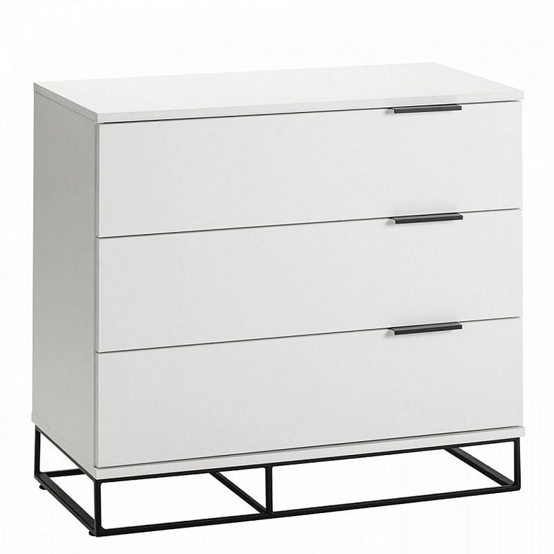Комод белый с 3-мя ящиками Strict Lines  Белый Черный в Грозном | Loft Concept 