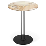 Стол журнальный круглый с бежевой столешницей из стекла Beige Marble варинант исполнения - 1 | Loft Concept в Грозном