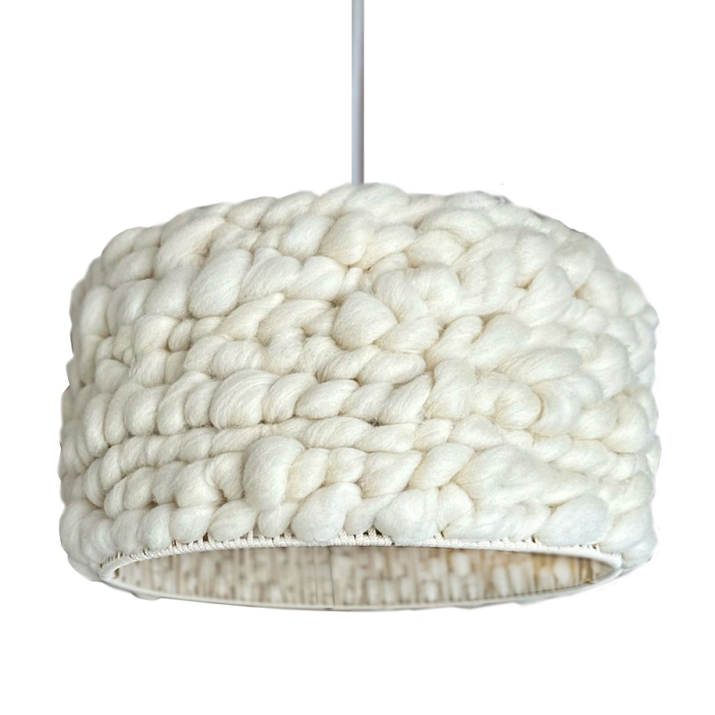 Вязаный шерстяной светильник Knitted wool lamp Cylinder Молочный Вязаный шерстяной светильник Knitted wool lamp Cylinder Молочный в Грозном | Loft Concept