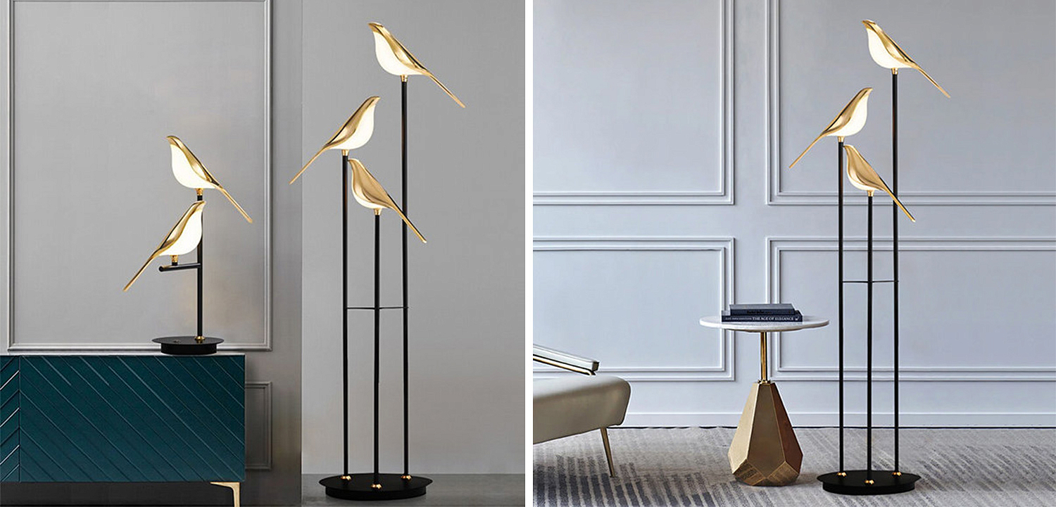 Торшер с золотыми птичками NOMI Three birds Торшер с золотыми птичками NOMI Three birds - Loft-Concept в Грозном