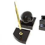 Настольный письменный набор из чёрного обсидиана с декором в виде льва Golden Lion варинант исполнения - 5 | Loft Concept в Грозном