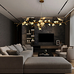 Люстра в виде золотой ветки с цветами и птичками Marvelous Garden варинант исполнения - 1 | Loft Concept в Грозном