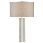 Настольная лампа мраморная с тканевым цилиндрическим абажуром Sharpened варинант исполнения - 3 | Loft Concept в Грозном