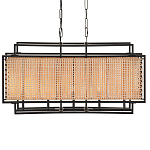 Люстра прямоугольной формы с чёрным каркасом и вставкой из плетеного материала Cage for Light варинант исполнения - 1 | Loft Concept в Грозном