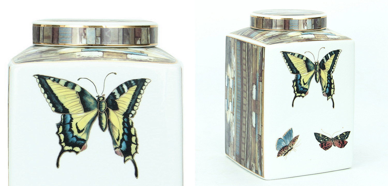 Ваза с крышкой Ceramic Flowers and Butterflies Small Vase Ваза с крышкой Ceramic Flowers and Butterflies Small Vase - Loft-Concept в Грозном