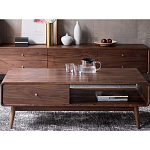 Кофейный стол из дерева с ящиком и нишей для хранения Coffee Walnut Table варинант исполнения - 1 | Loft Concept в Грозном