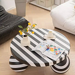 Дизайнерский журнальный стол круглый в чёрно-белую полоску Mypel варинант исполнения - 1 | Loft Concept в Грозном