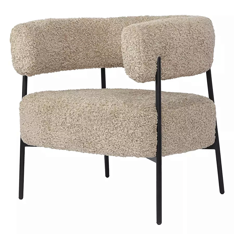 Кресло полукруглое мягкое с буклированной обивкой Armchair with Boucle Upholstery Бежевый Кресло полукруглое мягкое с буклированной обивкой Armchair with Boucle Upholstery Бежевый в Грозном | Loft Concept