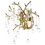 Бра в форме ветвей деревьев золотого цвета с прозрачными подвесками-каплями Droplet Bra варинант исполнения - 1 | Loft Concept в Грозном