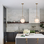 Подвесной светильник с белым плафоном в форме шара в арочной подвеске Hinkley варинант исполнения - 19 | Loft Concept в Грозном