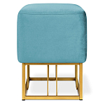 Пуф квадратный голубой велюр на золотом металлическом основании Celeste Blue варинант исполнения - 2 | Loft Concept в Грозном