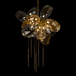 Люстра подвесная со стеклянными плафонами из дымчатого и золотистого с шестью вертикальными подвесками Gilded Mirage  варинант исполнения - 4 | Loft Concept в Грозном