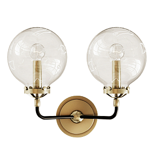Бра Бистро Globe Clear Glass Double Sconce Brass