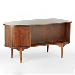 Дизайнерский письменный стол округлой формы с 4-мя ящиками и дверкой с полочками Rili варинант исполнения - 1 | Loft Concept в Грозном