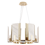 Люстра подвесная круглая с мраморными прямоугольными вставками и золотым основанием Диаметр 55 см Marble square Chandelier варинант исполнения - 2 | Loft Concept в Грозном