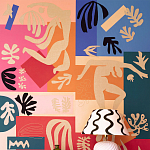 Обои ручная роспись в стиле Арт-деко Jazz Original colourway on painted silk with embroidery варинант исполнения - 2 | Loft Concept в Грозном