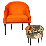 Кресло из натурального бука оранжевое с цветным принтом Impressionism in Art варинант исполнения - 2 | Loft Concept в Грозном
