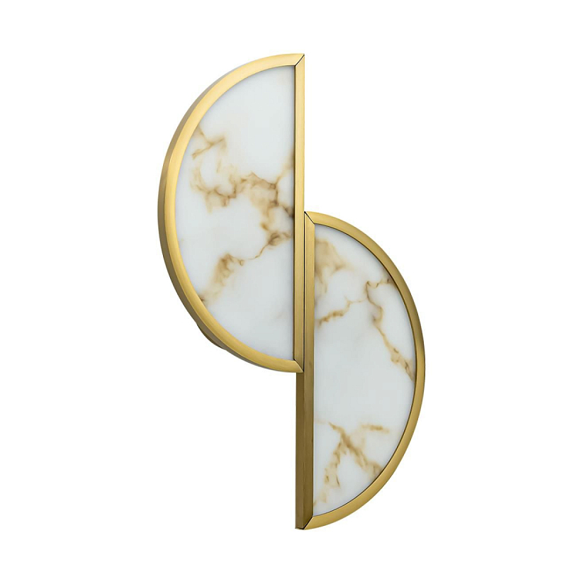 Бра с двумя полукруглыми плафонами из искусственного алебастра в бронзовой оправе Marbella Бронза Белый Серый в Грозном | Loft Concept 